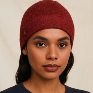 🚨NEW BAREFOOT DREAMS Cozychic Lite Confetti Beanie In Crimson Rosewood Red
